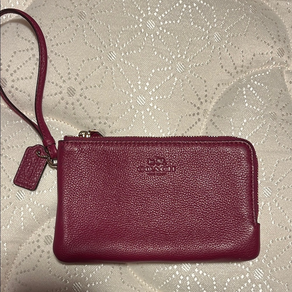 Coach Pink Pebbled Leather Clutch Wristlet
